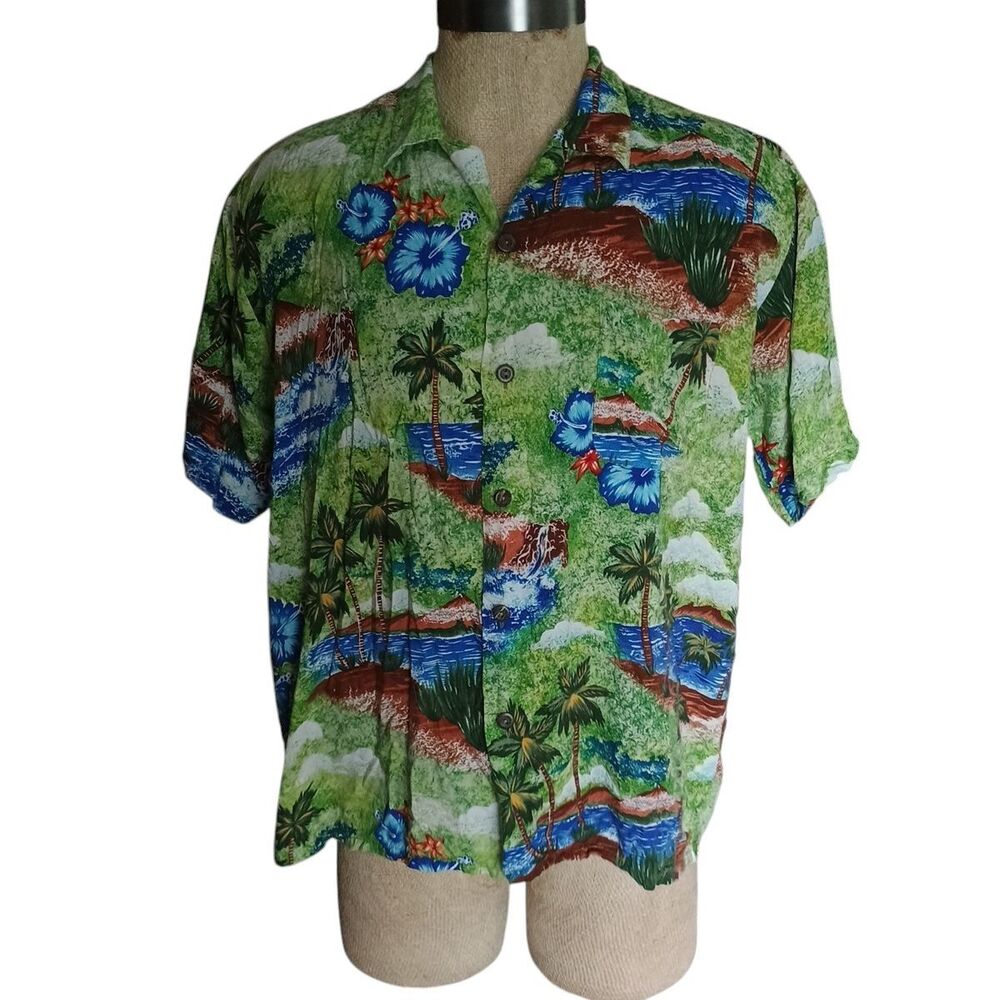 Vintage Pineapple Connection Shirt Mens Sz L Floral Button Up Tropical Cruise
